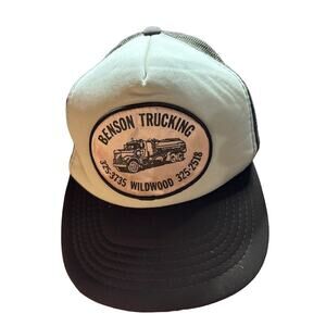 Vintage VTG snapback hat Benson trucking dad cap black and gray truck patch